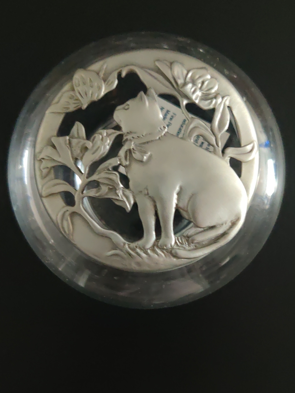 Seagull Pewter Cat Design Decorative Trinket Dish Jar...